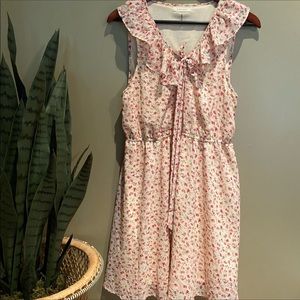 MADEWELL LUCID PINK FLORAL ROSE IVORY DRESS